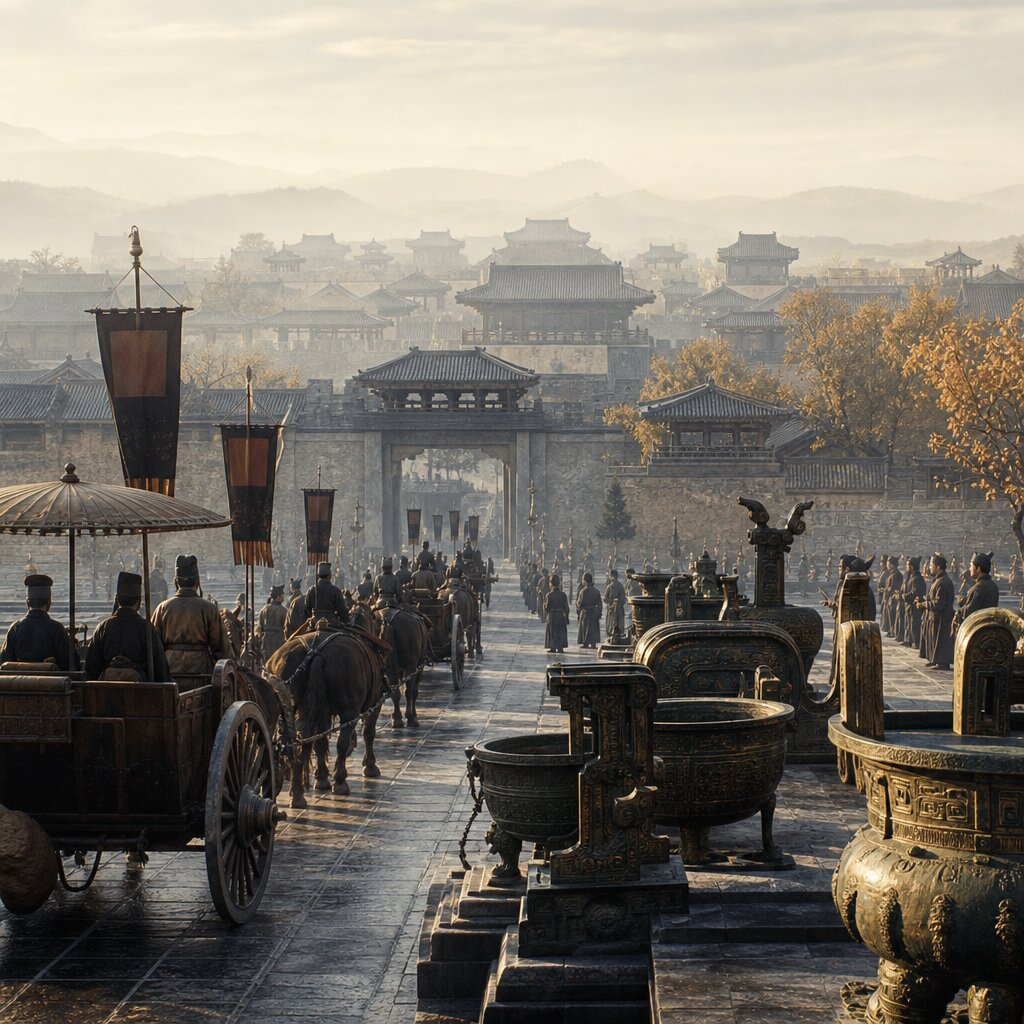 Illustration historique : Déplacement de la capitale à Luoyang et période des Printemps et Automnes