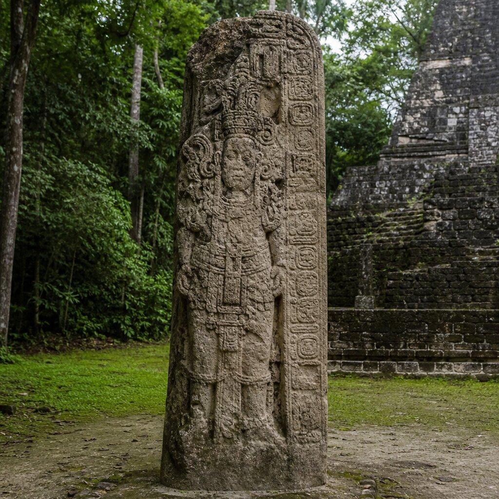 Illustration historique : Stèle 29 de Tikal (Début de l'Époque Classique)