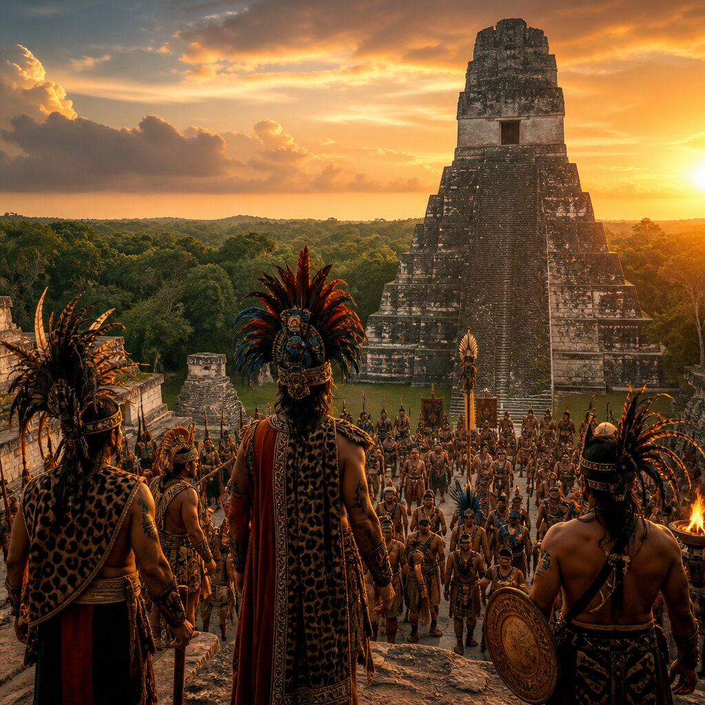 Illustration historique : Victoire de Jasaw Chan K'awiil Ier sur Calakmul